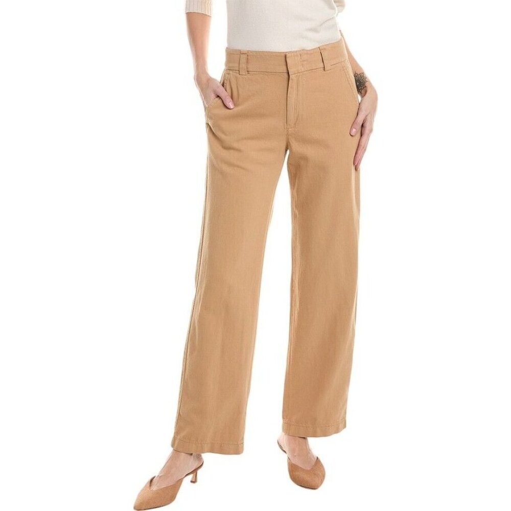 Vince Womens Wide Leg Pants Cotton/Lyocell/Linen Blend Beige Size 8